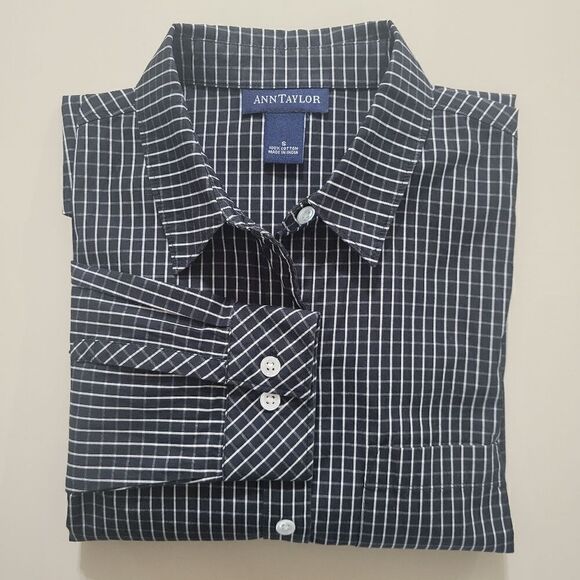 Ann Taylor Black Check Button-Down Shirt - Picture 14 of 14